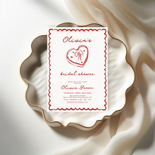 Retro Cake Hand Drawing Brautparty Einladung