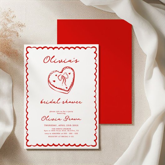 Retro Cake Hand Drawing Brautparty Einladung