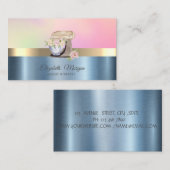 Retro Cake Mixer Blume Blue Metallic Visitenkarte (Vorne/Hinten)