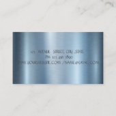 Retro Cake Mixer Blume Blue Metallic Visitenkarte (Rückseite)