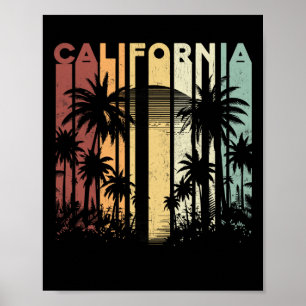 Retro Cali Sommerferien Surfen Palmen Cali Poster