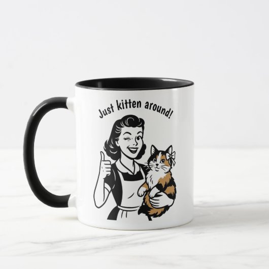 Retro Calico Cat 50er Ehefrau Geschenk Tasse (Links)