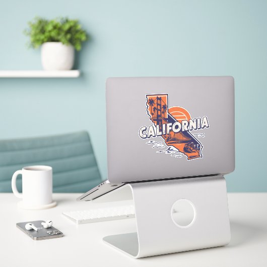 Retro California Aufkleber (Laptop auf Schreibtisch)