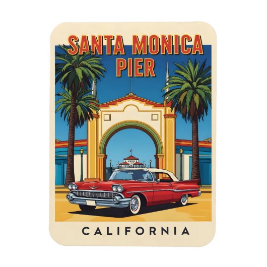 Retro California Dream Santa Monica Pier Magnet (Vertikal)