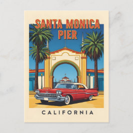 Retro California Dream Santa Monica Pier Postkarte