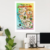 Retro California Map 24x36 Print Poster (Heimbüro)