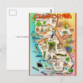 Retro California Map Postcard Postkarte (Vorne/Hinten)