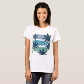 Retro California Palm Tree - Beach Sunset Ästhetik T-Shirt (Vorne ganz)