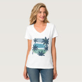 Retro California Palm Tree - Beach Sunset Ästhetik T-Shirt (Vorderseite Vollansicht)
