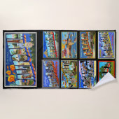 Retro California Postcard Cities Beach Handtücher (Vorderseite)