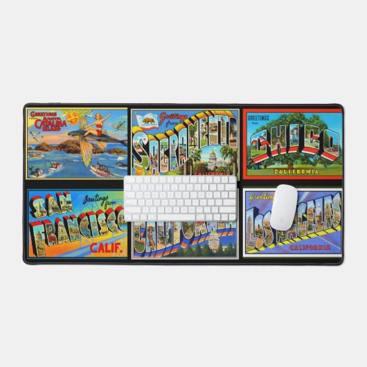 Retro California Postkarten Schreibtischmatten (Tastatur & Maus)