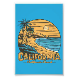 Retro California Sunset Beach Scene Fotodruck