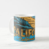 Retro California Sunset Beach Scene Kaffeetasse (Vorderseite Links)