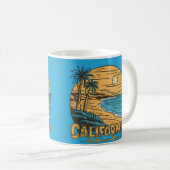 Retro California Sunset Beach Scene Kaffeetasse (VorderseiteRechts)