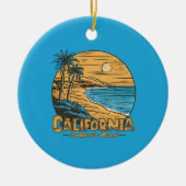 Retro California Sunset Beach Scene Keramik Ornament (Vorne)