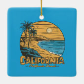Retro California Sunset Beach Scene Keramikornament (Rückseite)