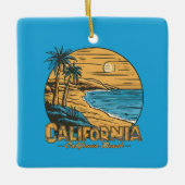 Retro California Sunset Beach Scene Keramikornament (Vorderseite)