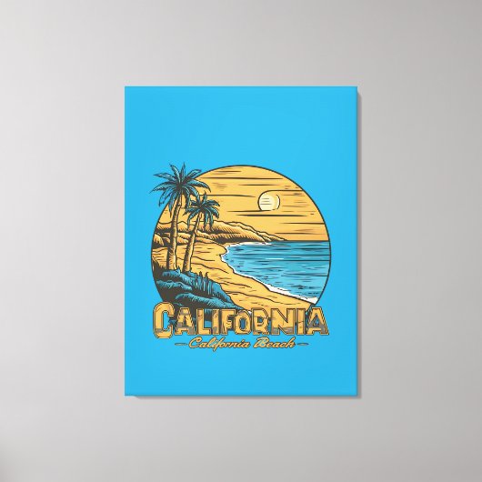 Retro California Sunset Beach Scene Leinwanddruck (Vorderseite)