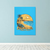 Retro California Sunset Beach Scene Leinwanddruck (Insitu (Holzboden))