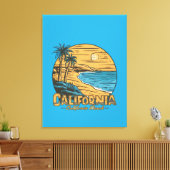 Retro California Sunset Beach Scene Leinwanddruck (Insitu (Wohnzimmer))