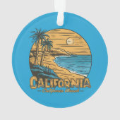 Retro California Sunset Beach Scene Ornament (Rückseite)