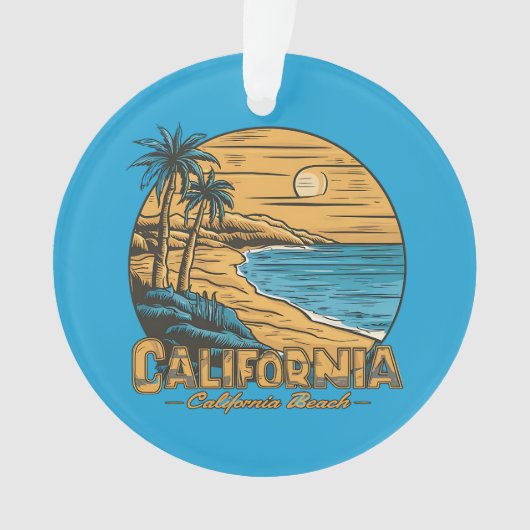 Retro California Sunset Beach Scene Ornament (Vorderseite)