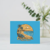 Retro California Sunset Beach Scene Postkarte (Stehend Vorderseite)