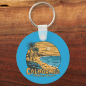 Retro California Sunset Beach Scene Schlüsselanhänger (Vorderseite)