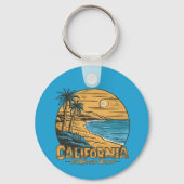 Retro California Sunset Beach Scene Schlüsselanhänger (Rückseite)