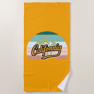 Retro California Sunset Typografy T - Shirt Strandtuch