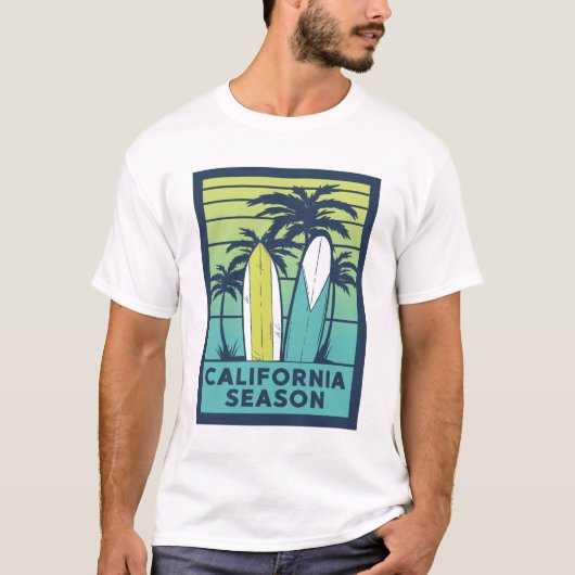 Retro California Surfboards Kunst - Sommer Küste T-Shirt (Vorderseite)