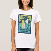 Retro California Surfboards Kunst - Sommer Küste T-Shirt (Vorderseite)
