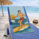 Retro California Surfer Blue Coastal Surfing Print Strandtuch