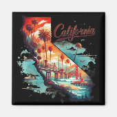 Retro California USA Map Travel Souvenir Magnet (Vorne)
