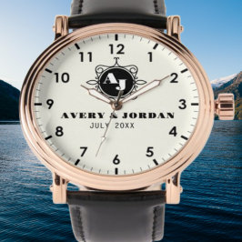 Retro calligraphic monogram Luxury Vintage Armbanduhr