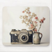 Retro-Camera-Blume Mousepad (Vorne)