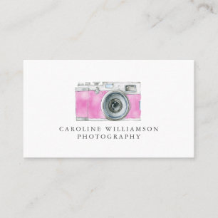 Retro Camera Pink Watercolor Art Fotologo Visitenkarte