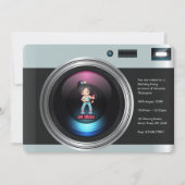 Retro Camera Selfie Geburtstagsparty Foto Einladung (Vorderseite)