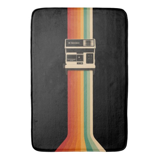 Retro Camera with Rainbow Print Badematte (Vorderseite Vertikal)
