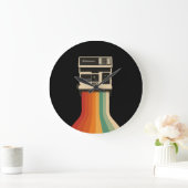 Retro Camera with Rainbow Print Große Wanduhr (Zuhause)