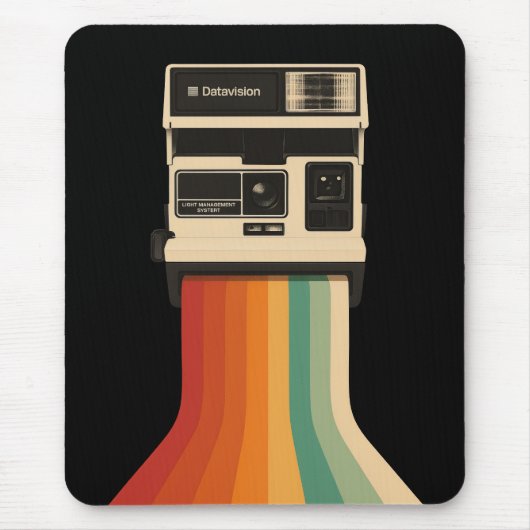 Retro Camera with Rainbow Print Mousepad (Vorne)