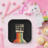 Retro Camera with Rainbow Print Pappteller (Party)