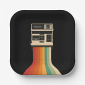 Retro Camera with Rainbow Print Pappteller (Vorderseite)