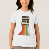 Retro Camera with Rainbow Print Tri-Blend Shirt (Vorderseite)
