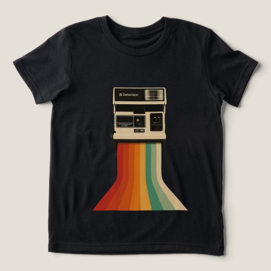 Retro Camera with Rainbow Print Tri-Blend Shirt (Design Vorderseite)
