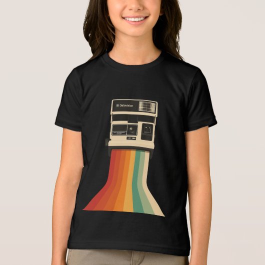 Retro Camera with Rainbow Print Tri-Blend Shirt (Vorderseite)