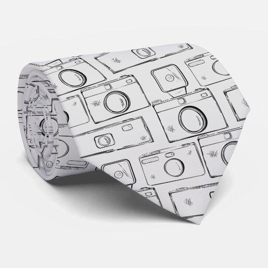 Retro Cameras Sketch Neck Tie Krawatte (Gerollt)