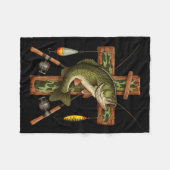 Retro Camo Cross Fishing Rod Hook B Christian Fish Fleecedecke (Vorderseite (Horizontal))