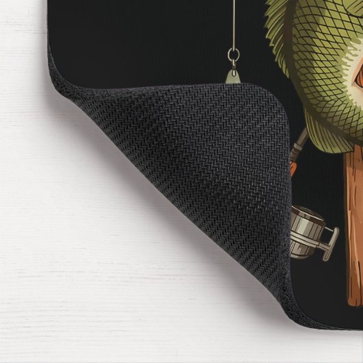 Retro Camo Cross Fishing Rod Hook B Christian Fish Mousepad (Ecke)