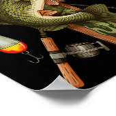 Retro Camo Cross Fishing Rod Hook B Christian Fish Poster (Ecke)